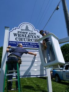 Port Ann Wesleyan continues improvements with new sign